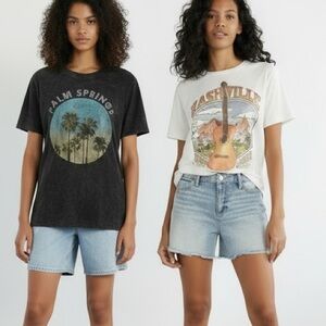 Time and Tru Graphic T-Shirts - White and Black